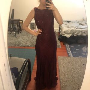 Violets Rose Red Mermaid Gown